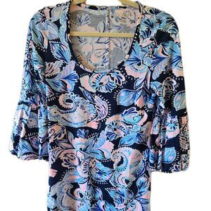 Lilly Pulitzer Carlile Dress High Tide Holy Flockamolie Women's Size XS